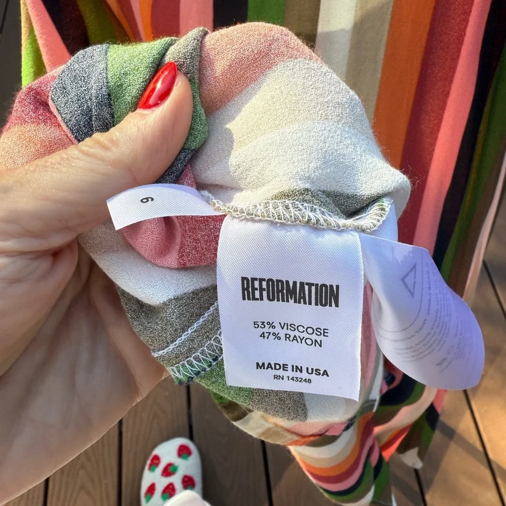 Reformation Bea Colorful Striped Midi Skirt 6 - Picture 2 of 5